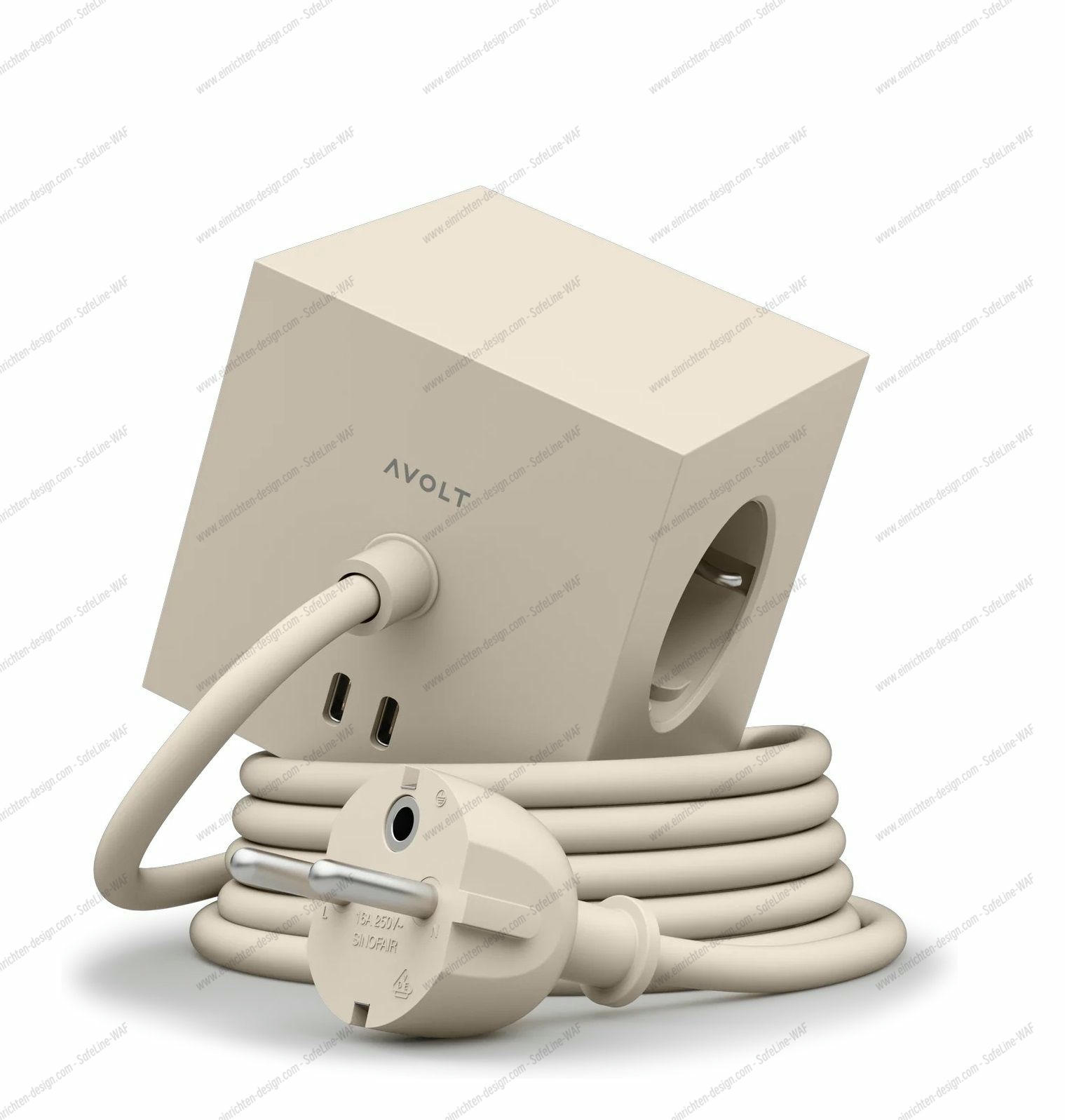 Square 1 - Avolt Socket Cube with USB C dfp Design Beige