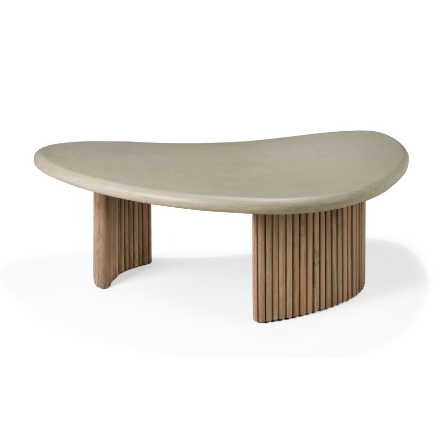 Boomerang coffee table outdoor concrete/teak Ethnicraft