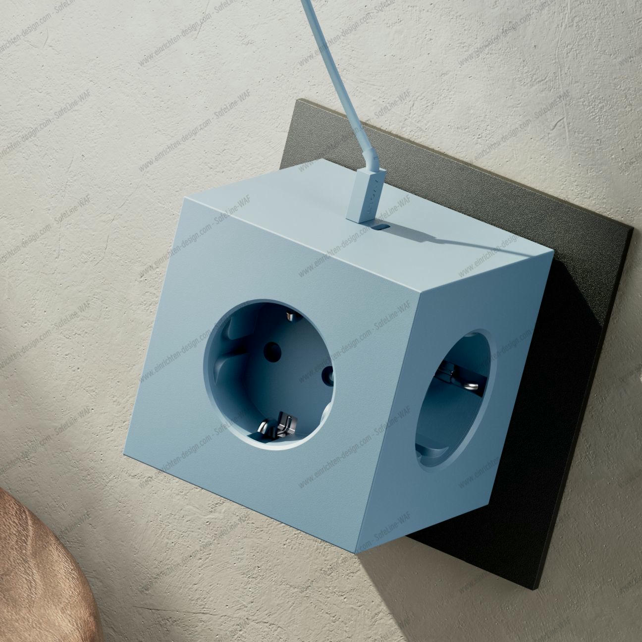 Square 2 - Avolt Socket Cube with USB-C shark blue dfp Design 