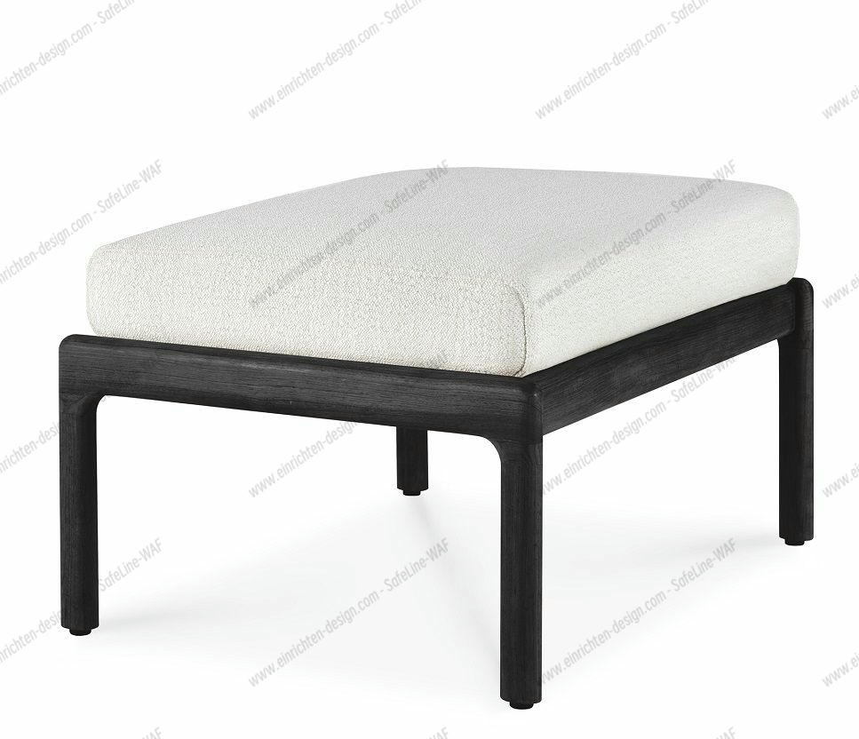 Jack Outdoor Upholstered Stool Teak Black Ethnicraft