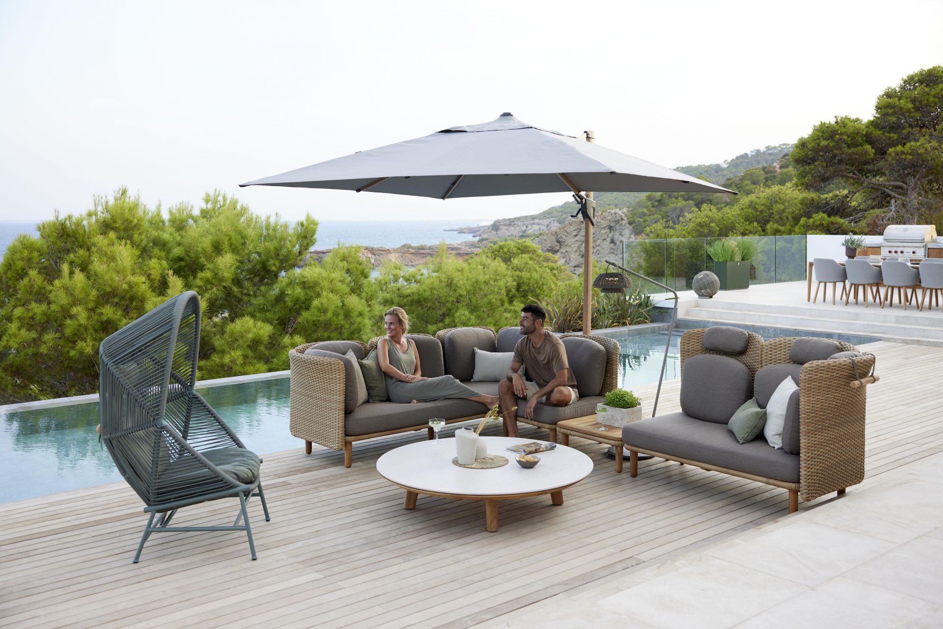 Arch Outdoor Coffee Table with Teak Table Top Cane-Line