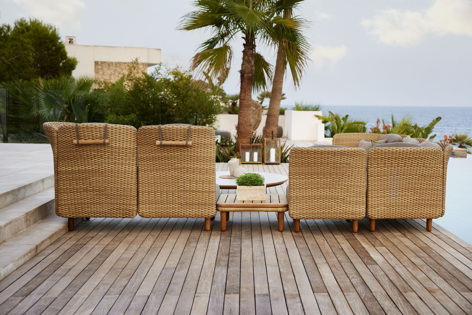Arch Outdoor Coffee Table with Teak Table Top Cane-Line