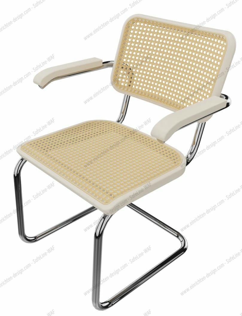 S 64 V tubular steel classic cantilever chair CHROME / BEECH WHITE GLAZED Thonet SINGLE PIECES
