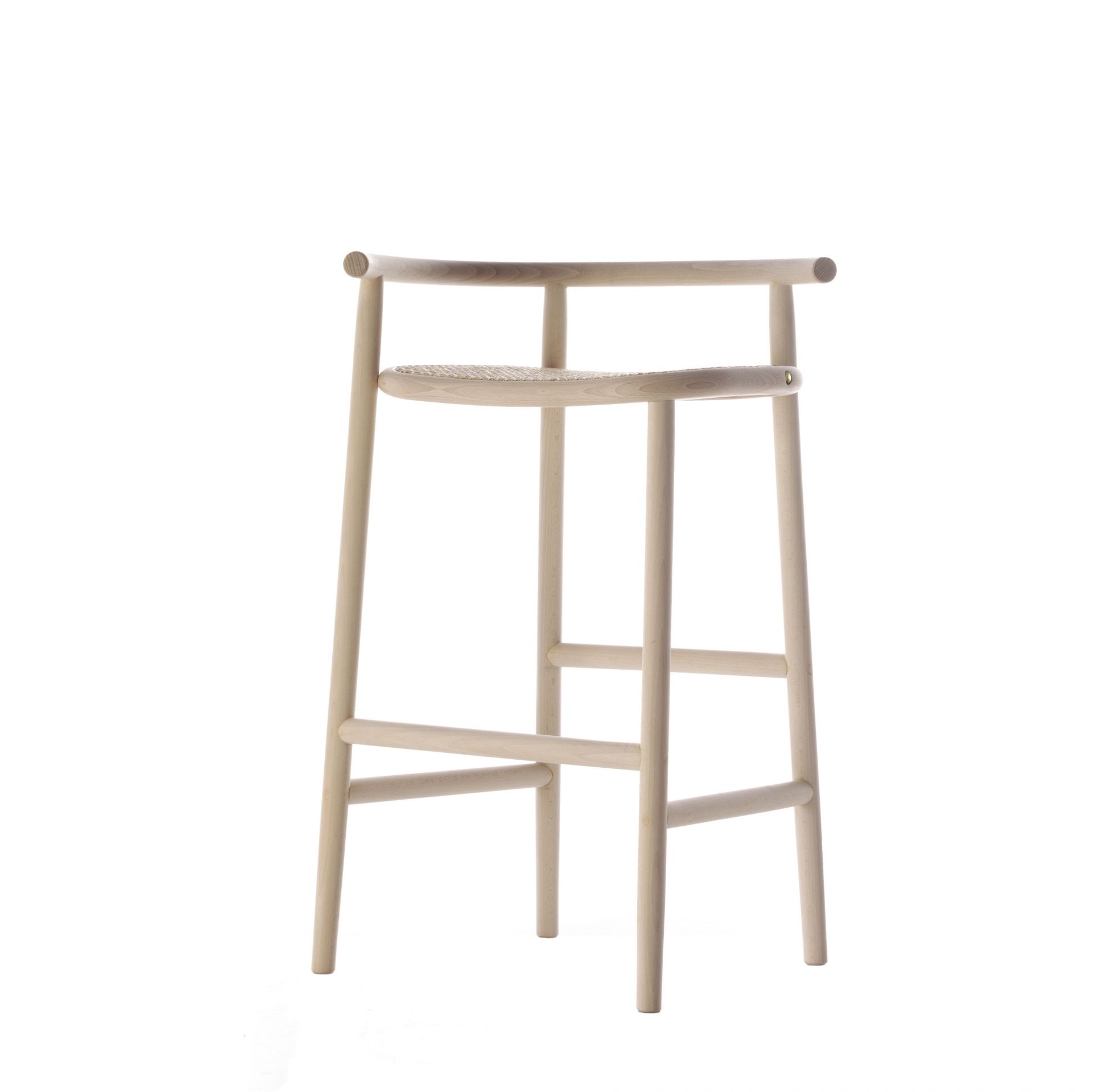 Single Curve Barstool woven cane seat Wiener GTV Design