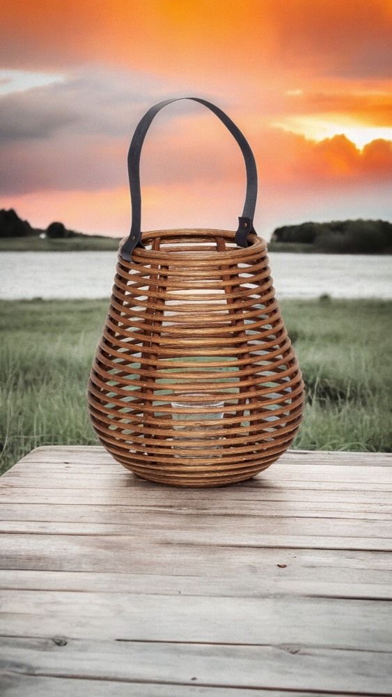 Lantern with Glass Rattan Hübsch Interior