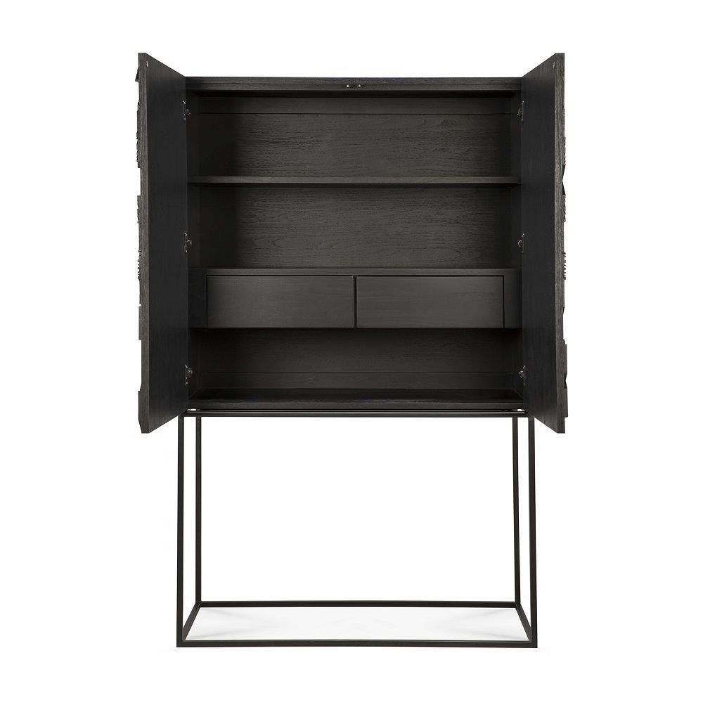 Graphic Cupboard 2 Doors Teak Black Ethnicraft