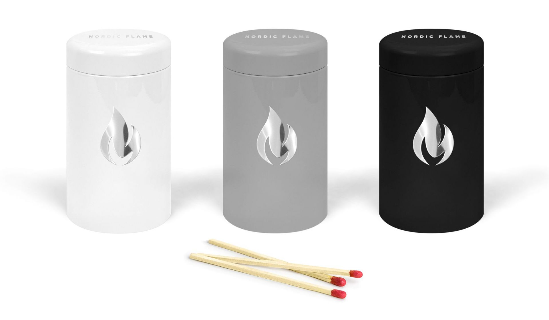 Metal Matchbox Black / Silver Nordic Flame SINGLE PIECES