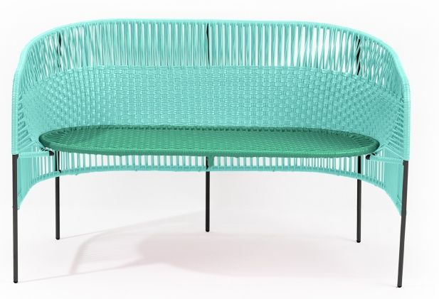 Caribe 2-seater bench outdoor ames Turquoise / Emerald green / Black