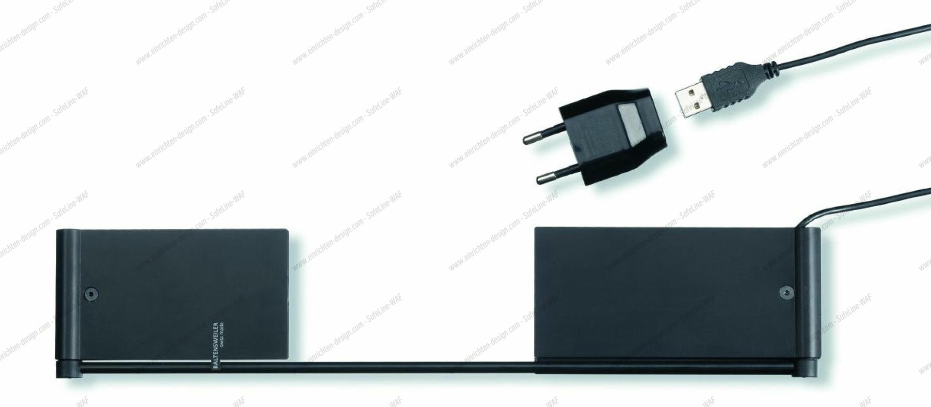 ZETT USB Wall Lamp / Table Lamp Black Baltensweiler