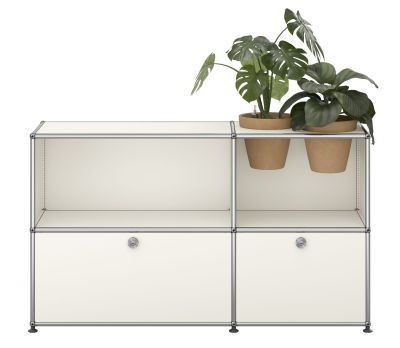 USM Haller Sideboard M57 with hinged doors and plant insert Pure White