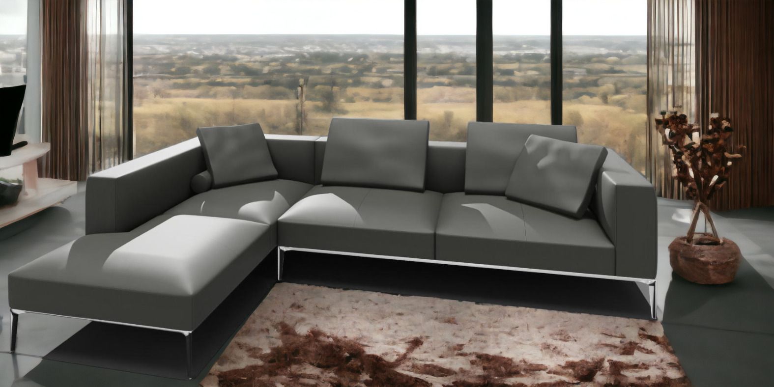 Jaan Living 3 Seater Sofa with 2 Back Cushions, 2 Comfort Cushions & 2 Comfort Castors Combi A21 Walter Knoll Fabric Garbo Moonlight