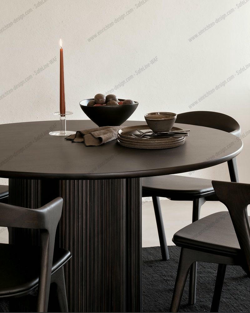 Roller Max Table Round Mahogany Dark Brown Ethnicraft
