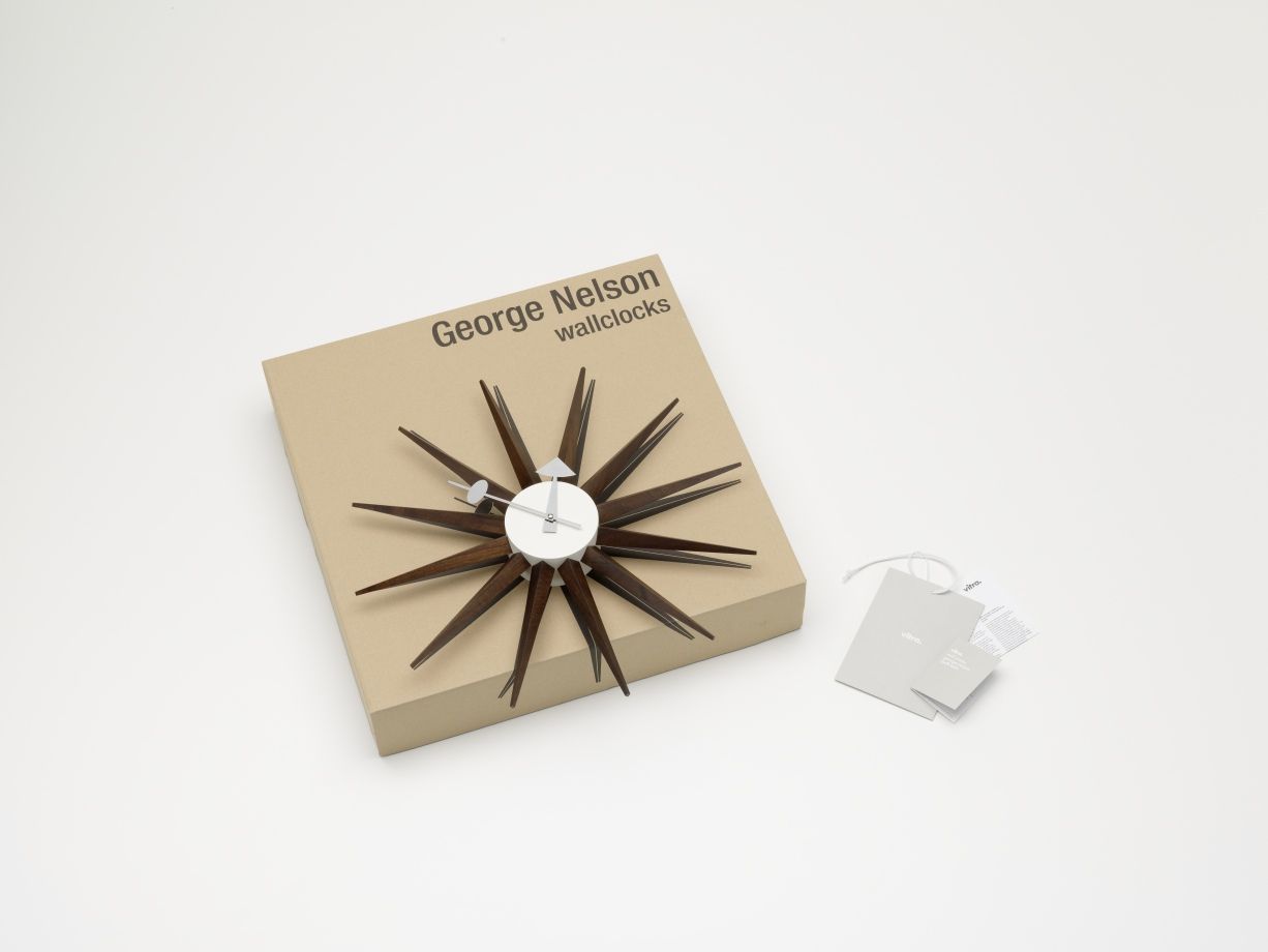 Sunburst Clock Wall Clock - Walnut Vitra