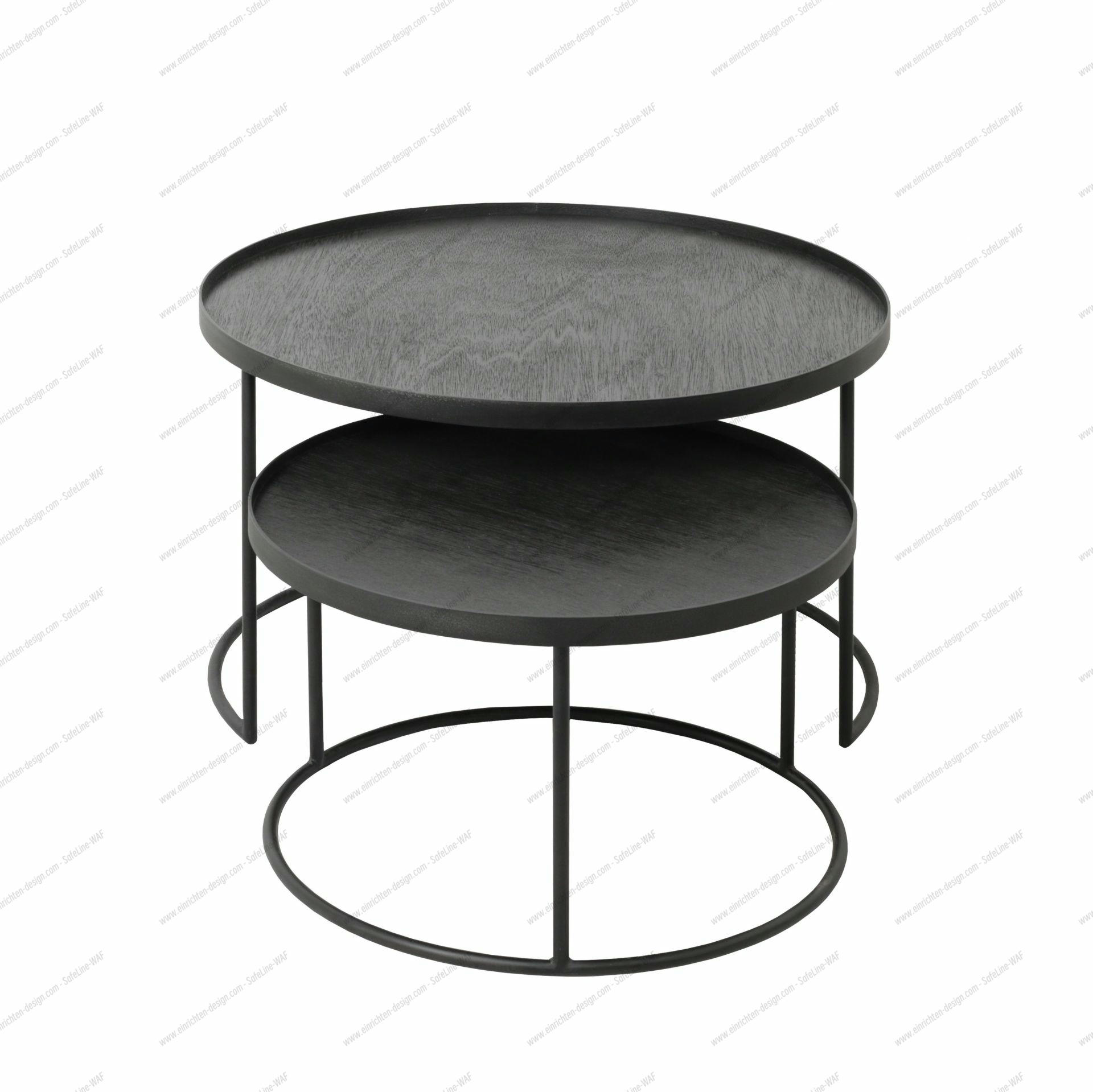Coffee Table Set of 2 Black Round S/L Ethnicraft 