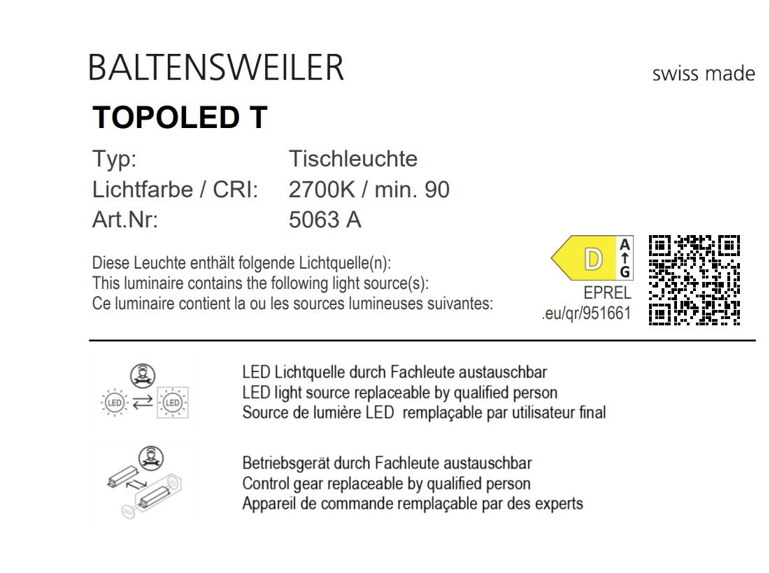 TOPOLED T Table Lamp Baltensweiler