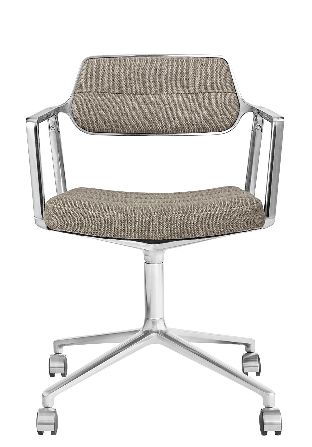 Vipp 453 / Vipp453 Swivel Chair DARK SAND TEXTILE / POLISHED ALUMINUM FRAME WITH CASTERS Vipp SINGLE PIECES