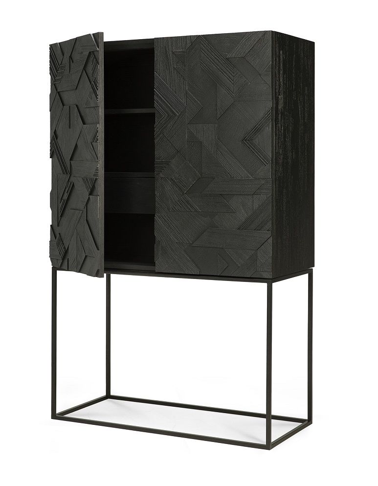 Graphic Cupboard 2 Doors Teak Black Ethnicraft
