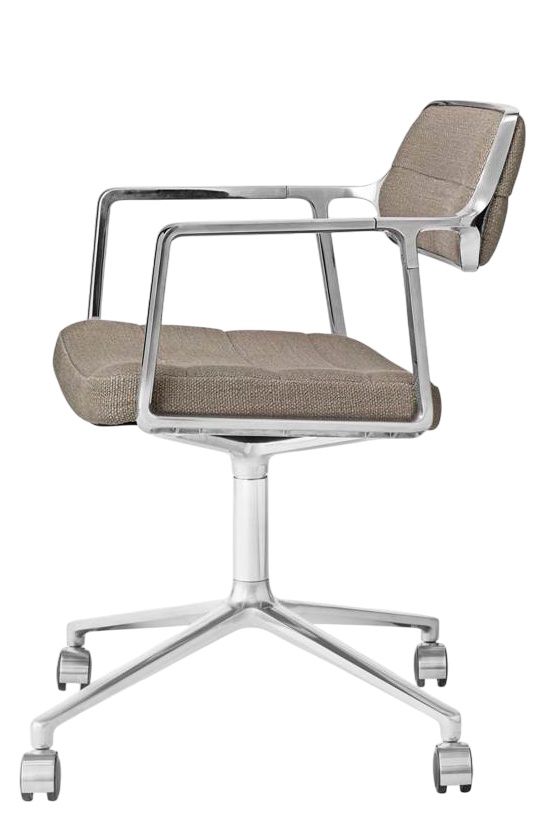 Vipp 453 / Vipp453 Swivel Chair DARK SAND TEXTILE / POLISHED ALUMINUM FRAME WITH CASTERS Vipp SINGLE PIECES