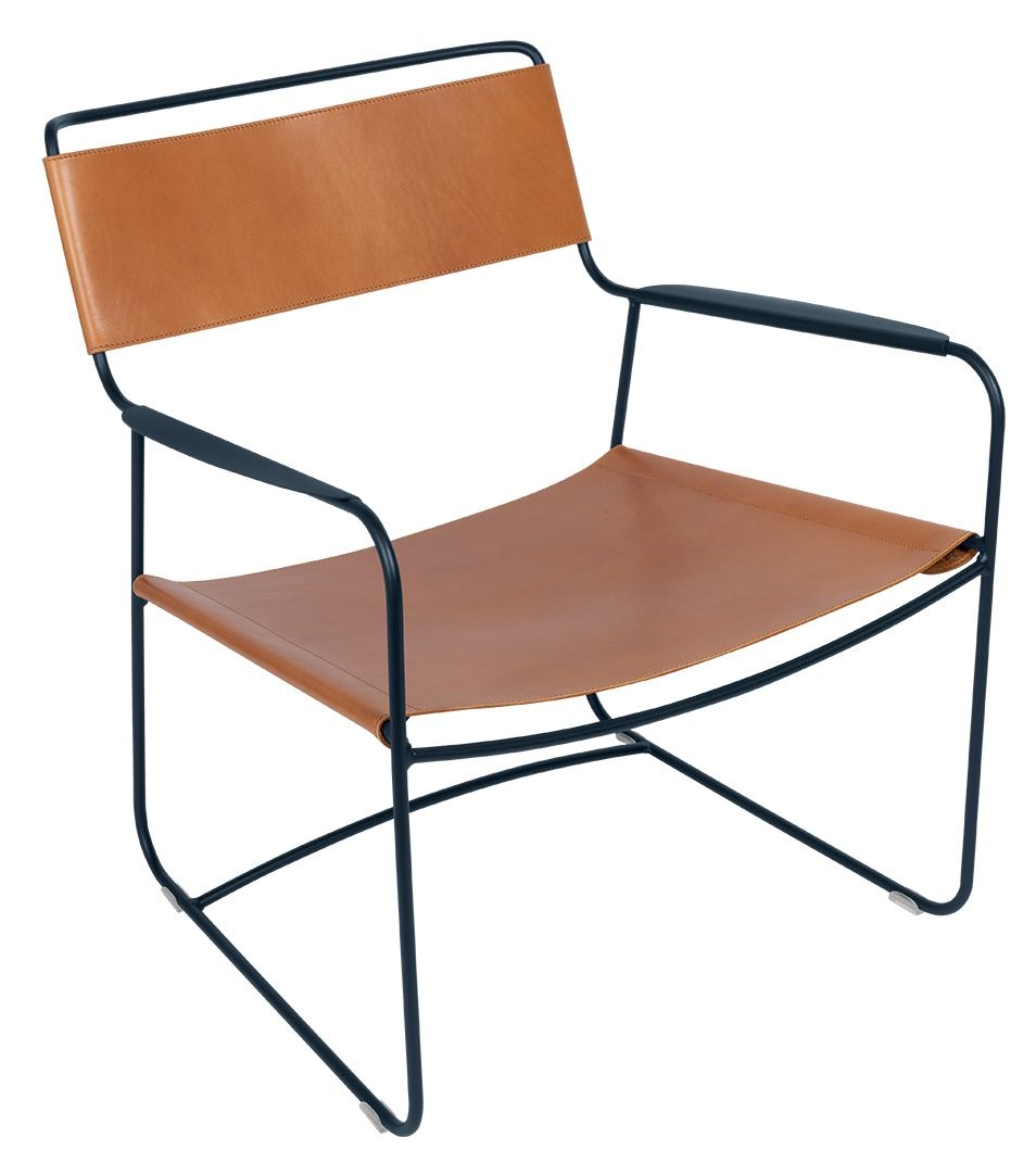 Surprising deep leather outdoor armchair Fermob