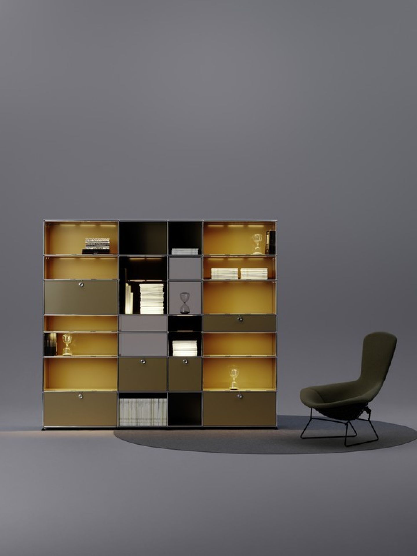 E illuminated Sideboard 6 folding doors brown USM Haller