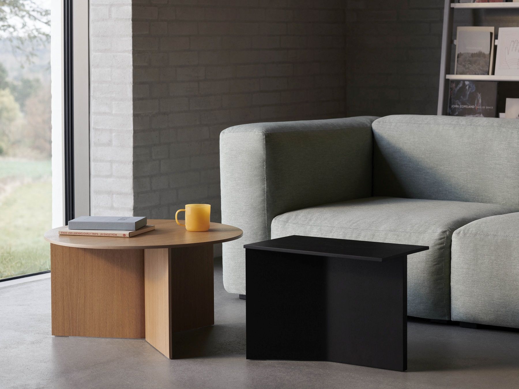 Slit Table Wood Round XL side table / coffee table Hay