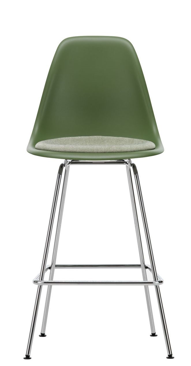 Eames Plastic Bar Stool Medium with seat cushion Vitra