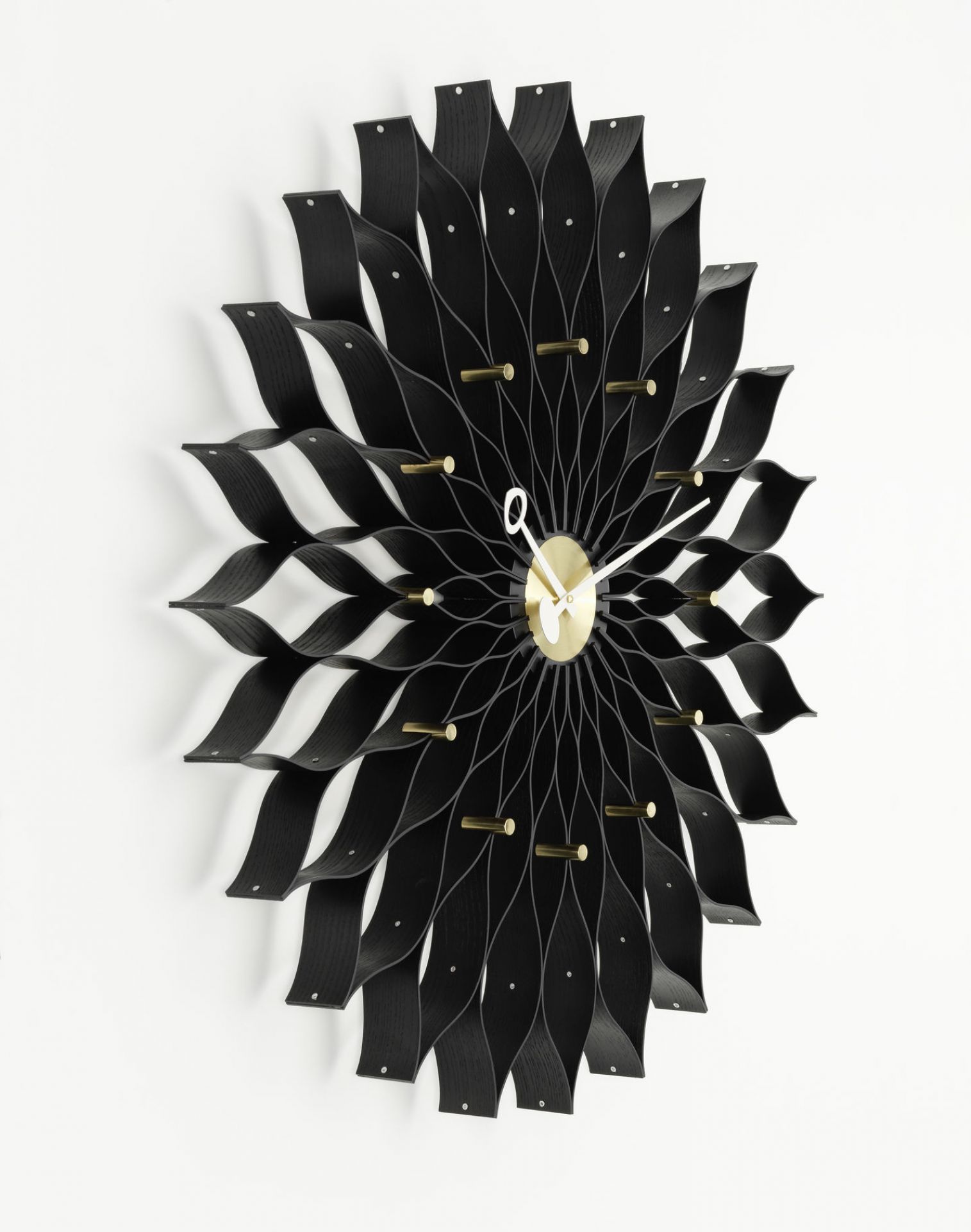 Sunflower Clock Wall Clock Vitra Ash black / brass