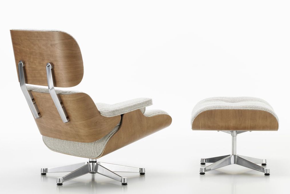 Eames Lounge Chair & Ottoman armchair PREFERRED COMBINATION Nubia, cream sand, polished, cherry wood
