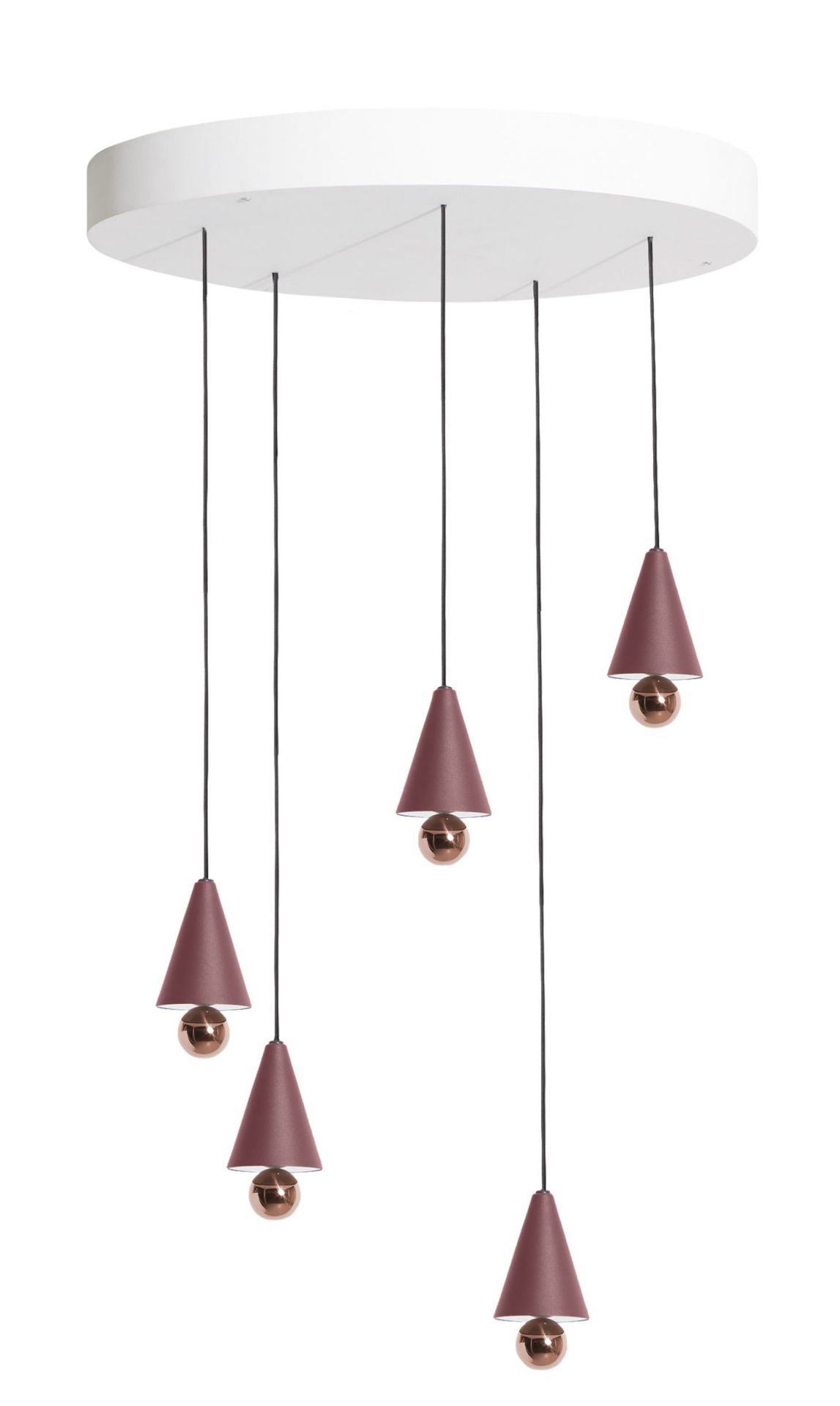 Cherry Pendant light Pendant Light Set of 5 Round Plate Petite Friture Brown red