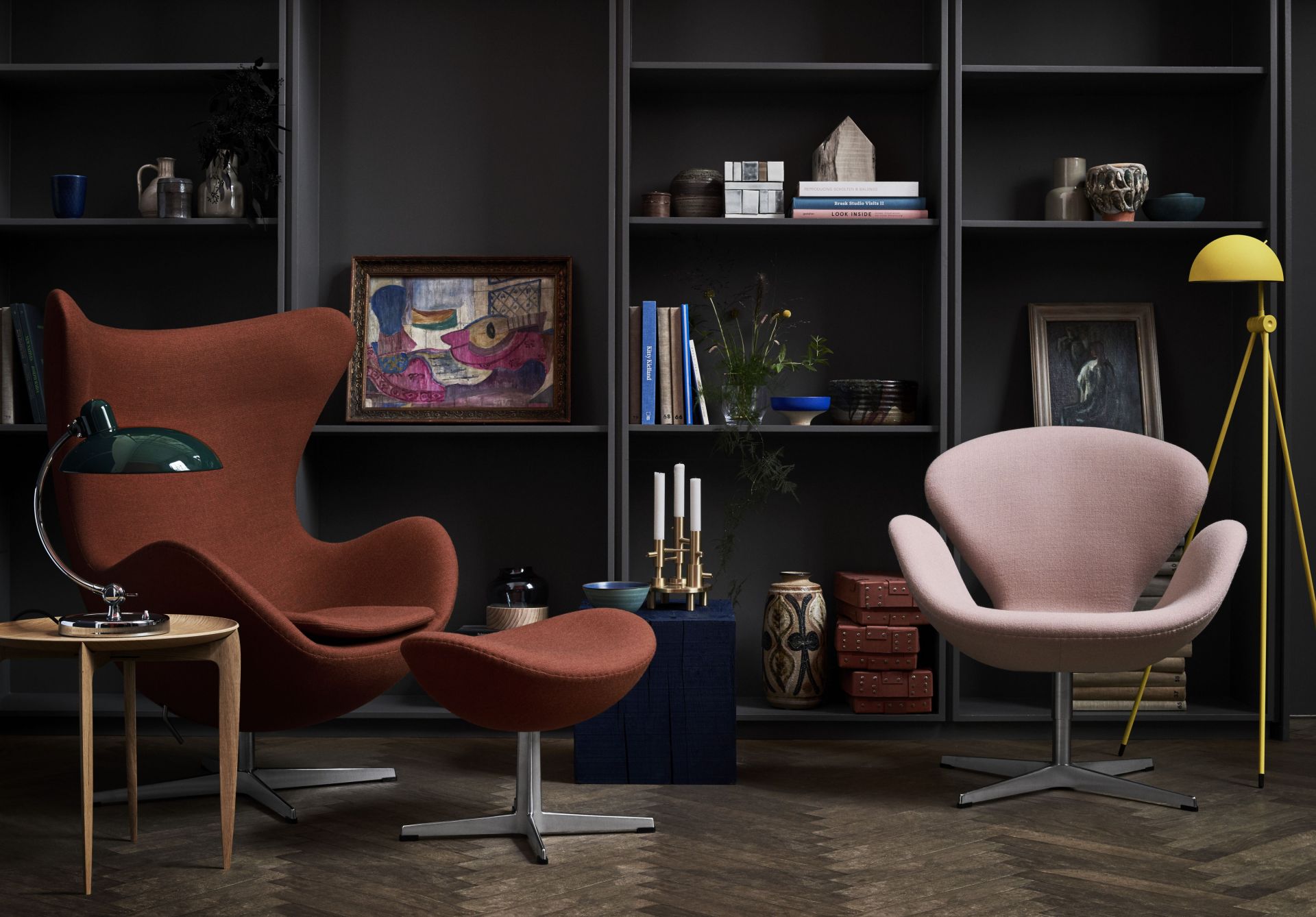 Egg Chair with Stool Re-wool Textile Fabric Fritz Hansen 