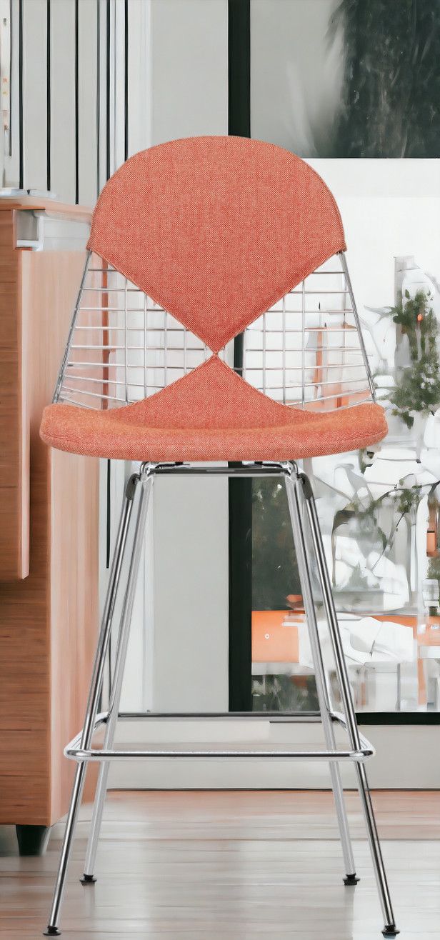 Eames Wire Bar Stool Medium with seat and back cushion Vitra  