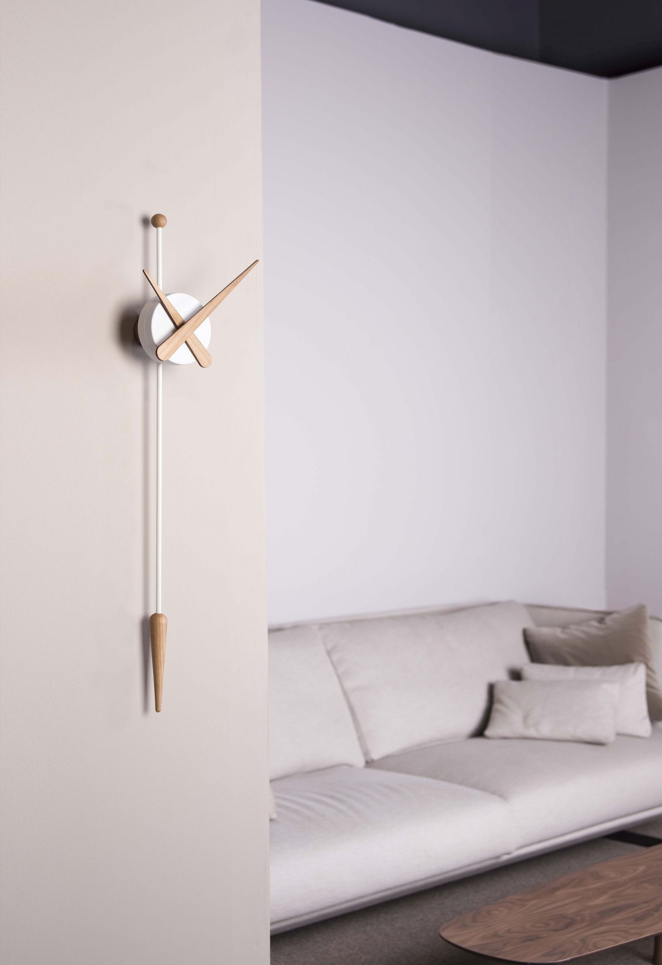 Punta wall clock oak/white nomon