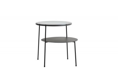 Duo Side Table Black with Dark Smoked Glass Woud