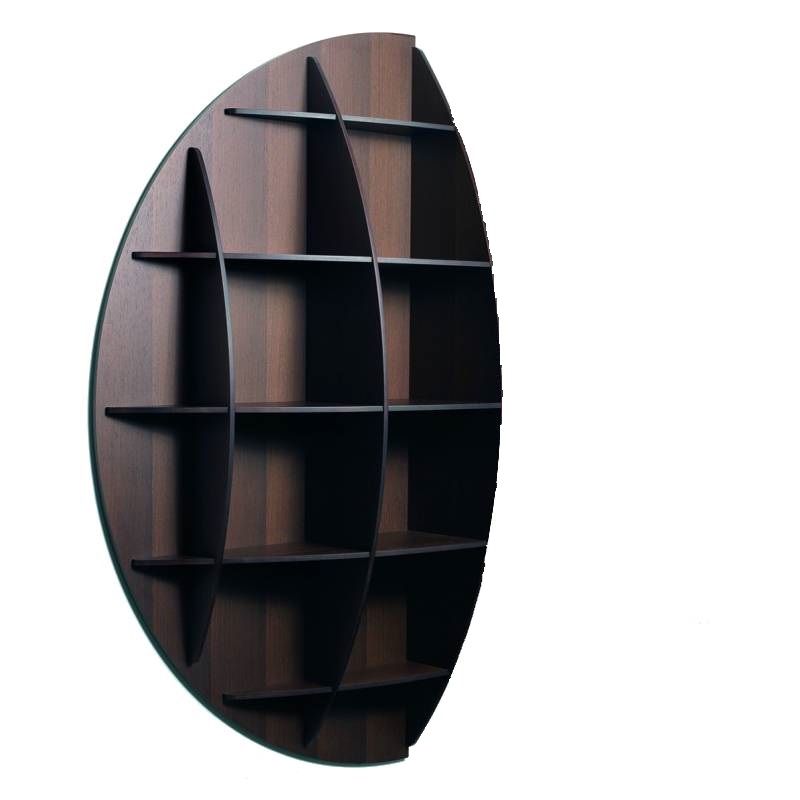 Continental 2 spherical bookcase wooden Walnut Industrie Carnovali 1 Modul