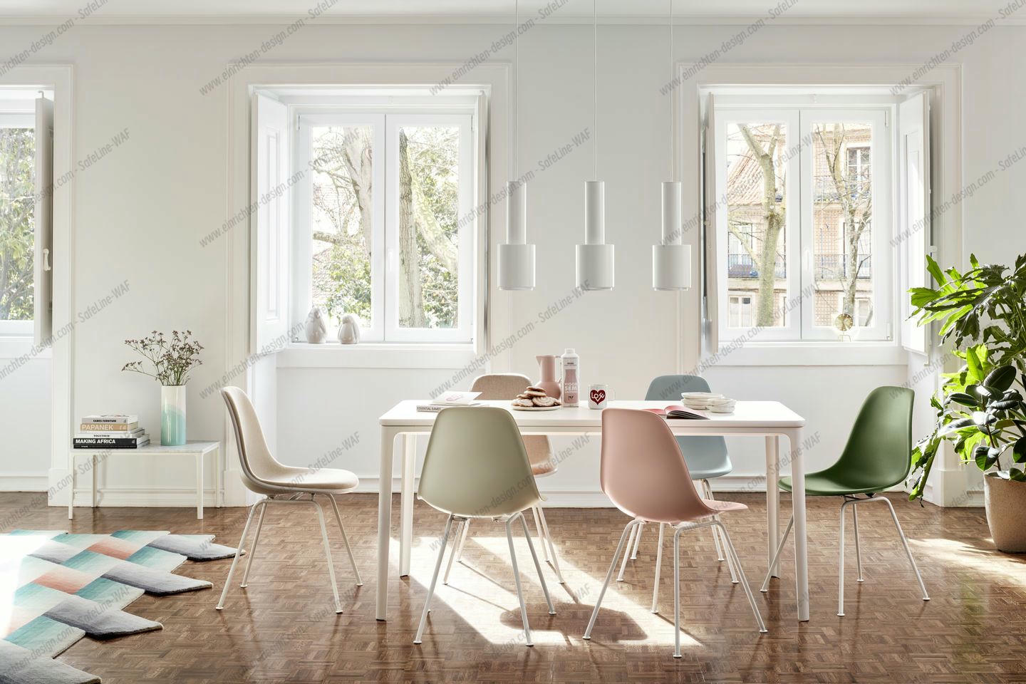 Eames Plastic Side Chair DSX Chair with seat cushion Vitra