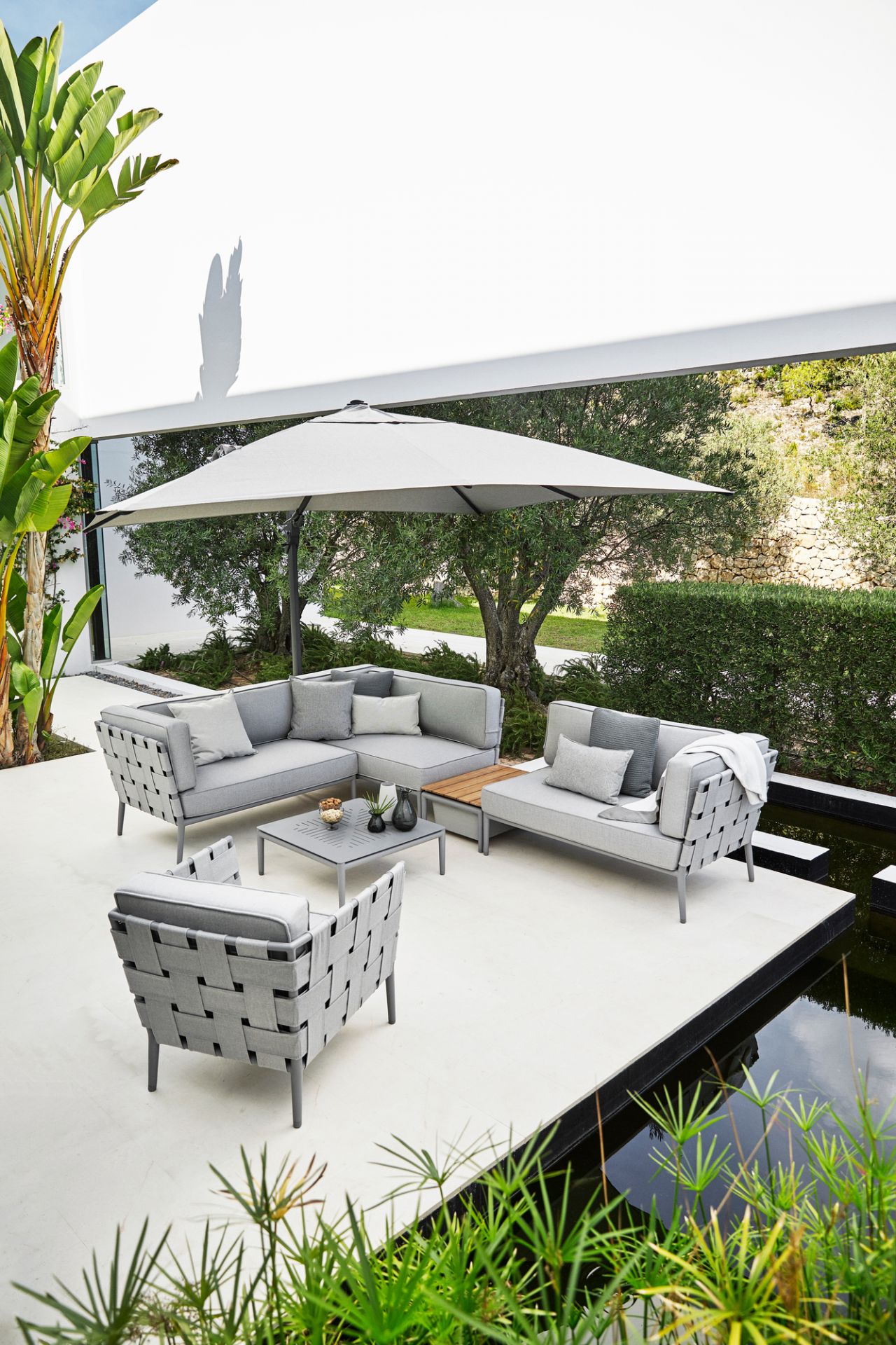 Conic AirTouch Outdoor 2-seater modular sofa right light grey Cane-Line