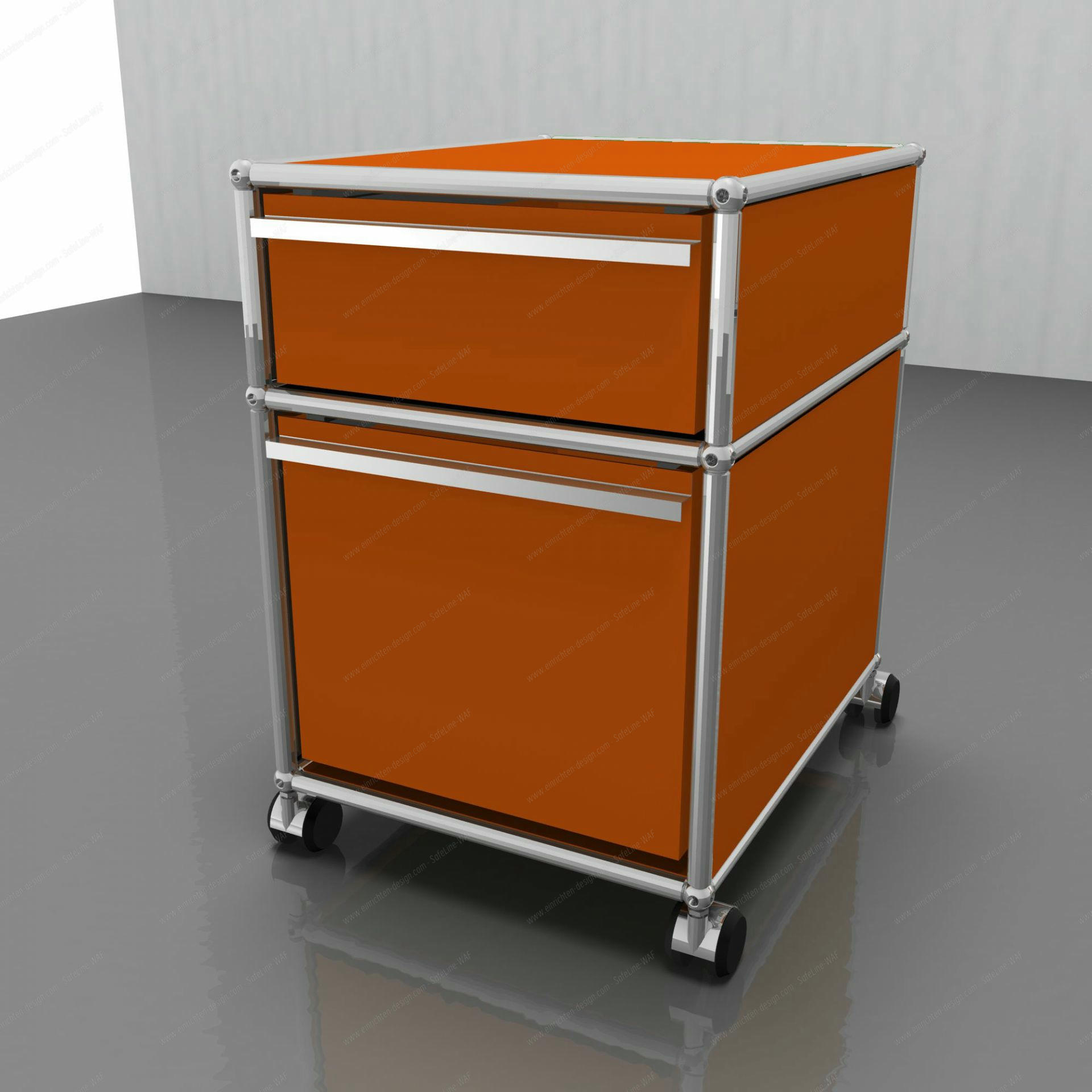 USM Haller Rollcontainer mit Hängeregistratur – reinorange