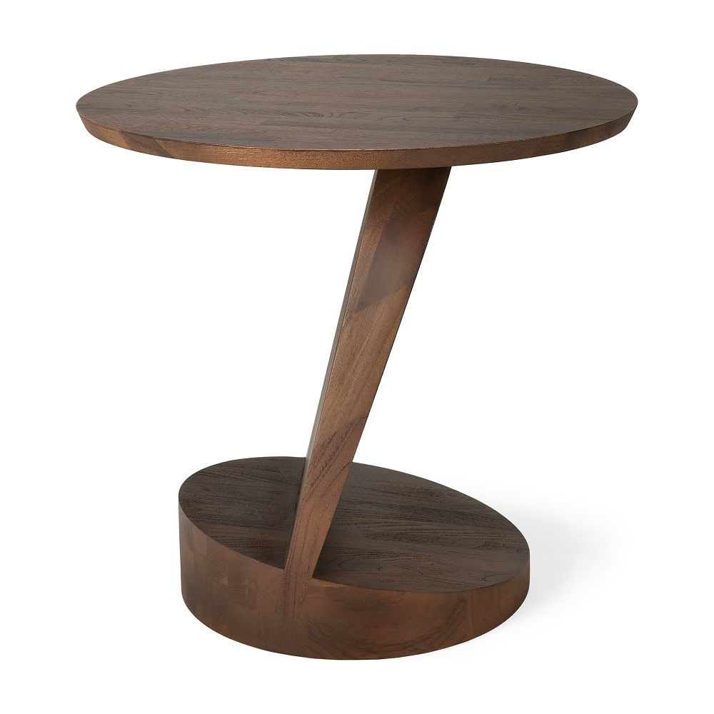 Oblic Side Table Round Teak Ethnicraft