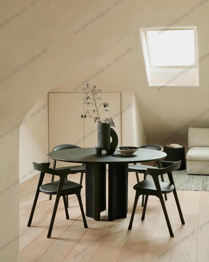 Roller Max Table Round Mahogany Dark Brown Ethnicraft