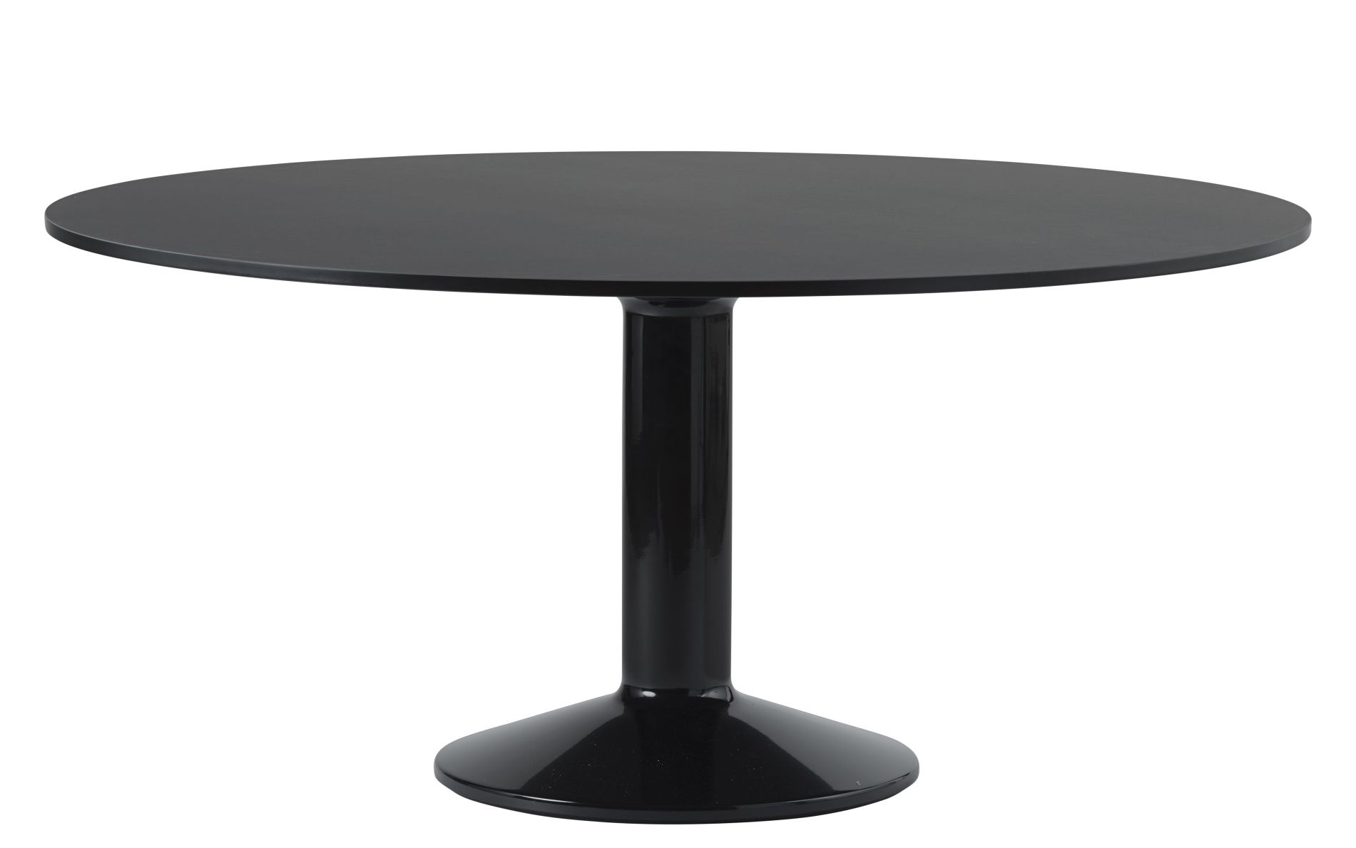 Schwarzer MIDST Table Esstisch von Muuto: Runder, moderner Tisch mit zentralem Säulenfuß für Esszimmer.