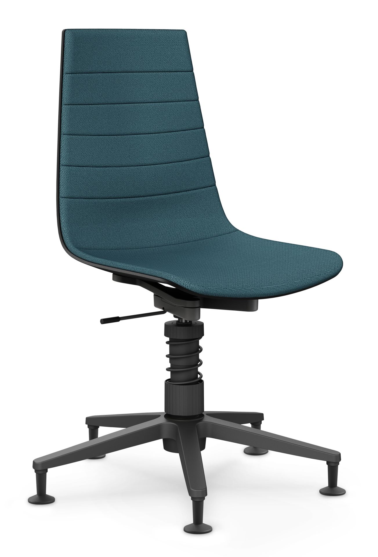 Linu Task Konferenzstuhl mit Aeris Federbein in blau, ergonomischer Bürostuhl für Konferenzräume.