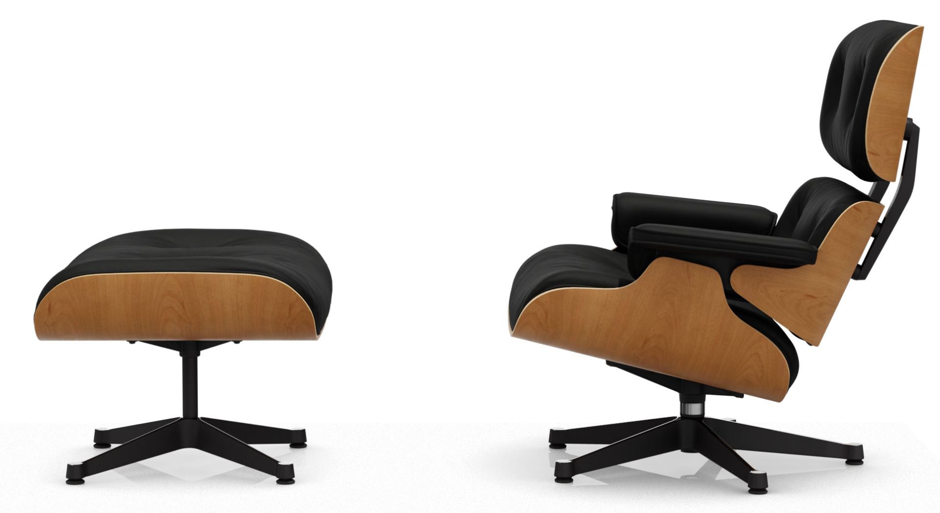 Eames Lounge Chair & Ottoman Armchair PREFERENTIAL COMBINATION Leather Premium Vitra Natural cherry tree