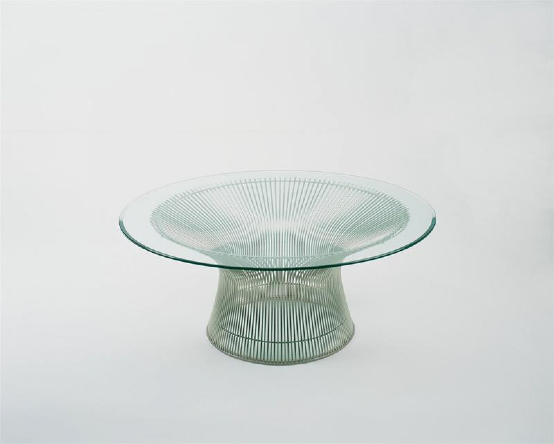 Platner Dining table crystal glass / polished nickel Knoll International - QUICK SHIP 