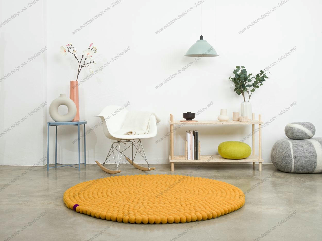 Big One Round Felt carpet Ø 200 cm myfelt Ochre yellow