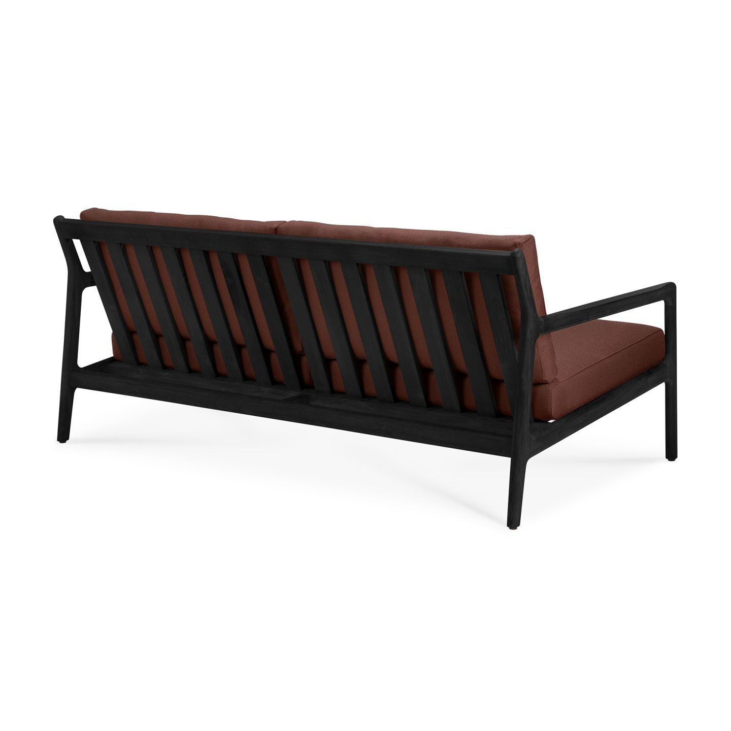 Jack Outdoor 2-seater sofa, teak, black lacquered, Burgundy Ethnicraft