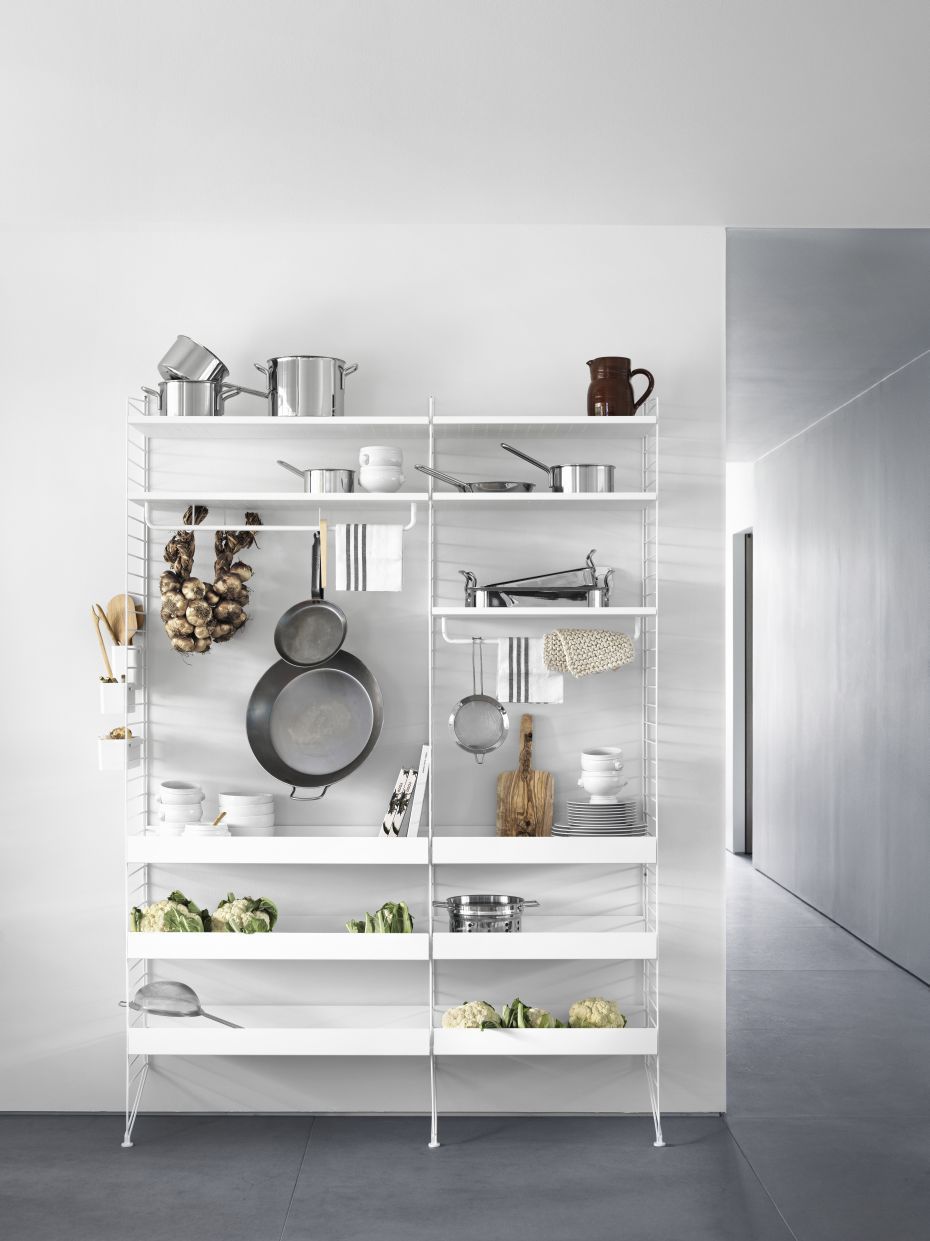 Single Piece Metal Shelf High Edge W 58 cm String Furniture    
