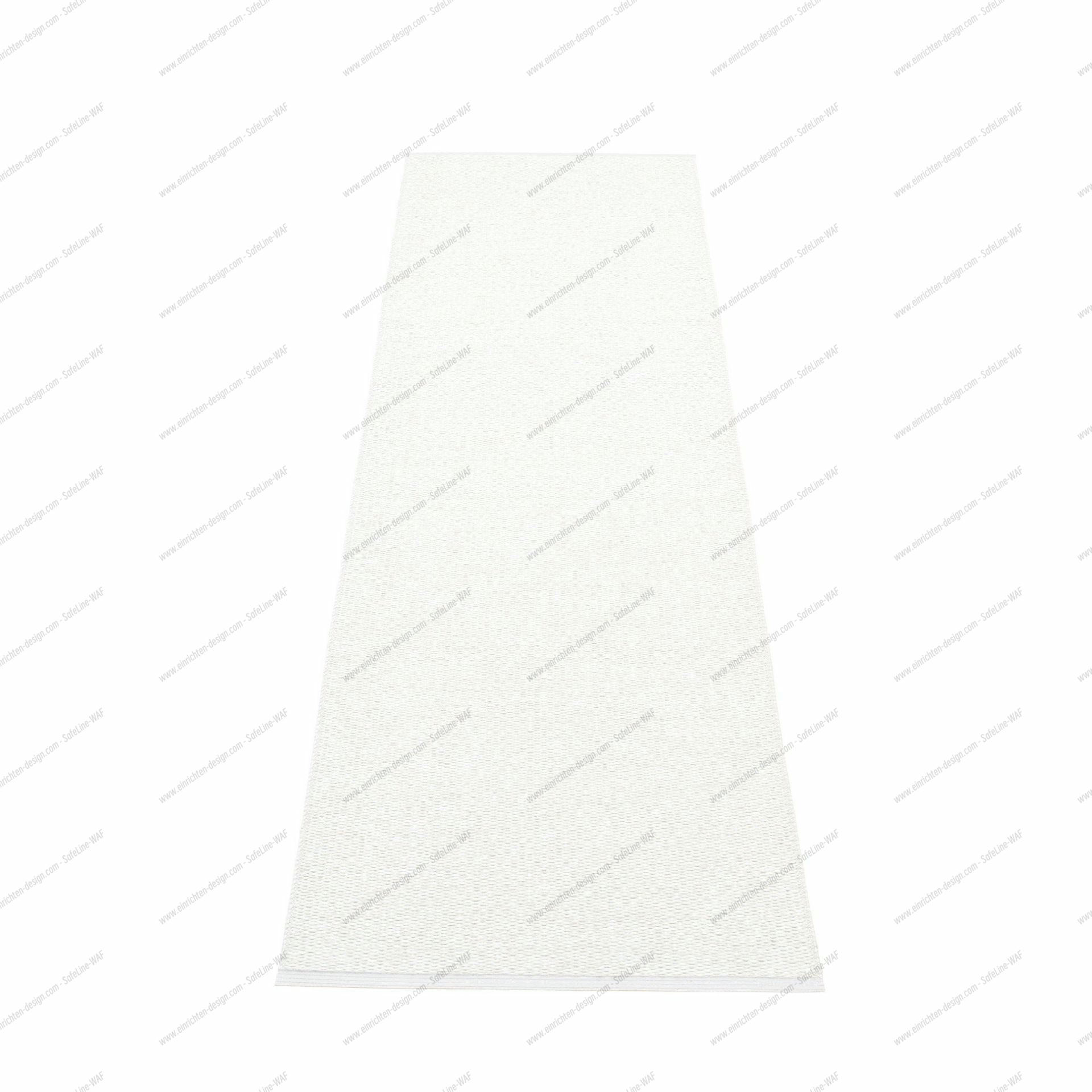 Weißer Svea Kunststoffteppich von Pappelina, 70x240 cm, für Küche oder Flur. Moderner, pflegeleichter Teppich.