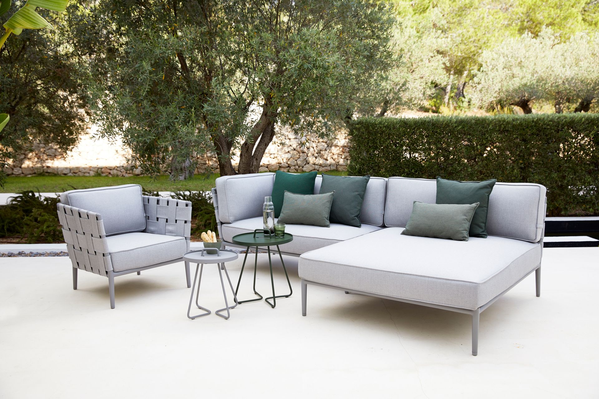 Conic AirTouch Outdoor 2-seater modular sofa right light grey Cane-Line