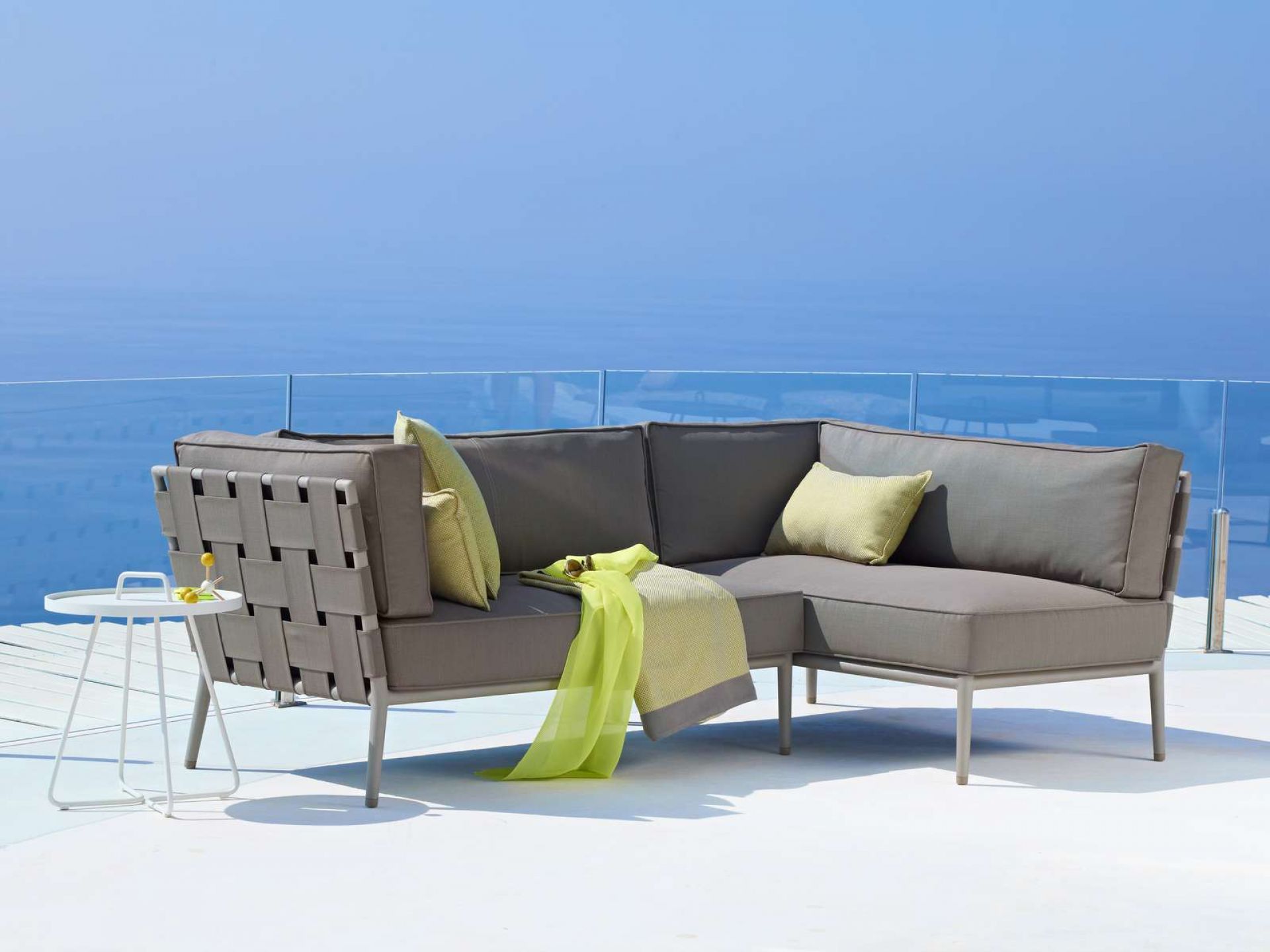 Conic Outdoor 2-seater modular sofa right Cane-Line Light grey