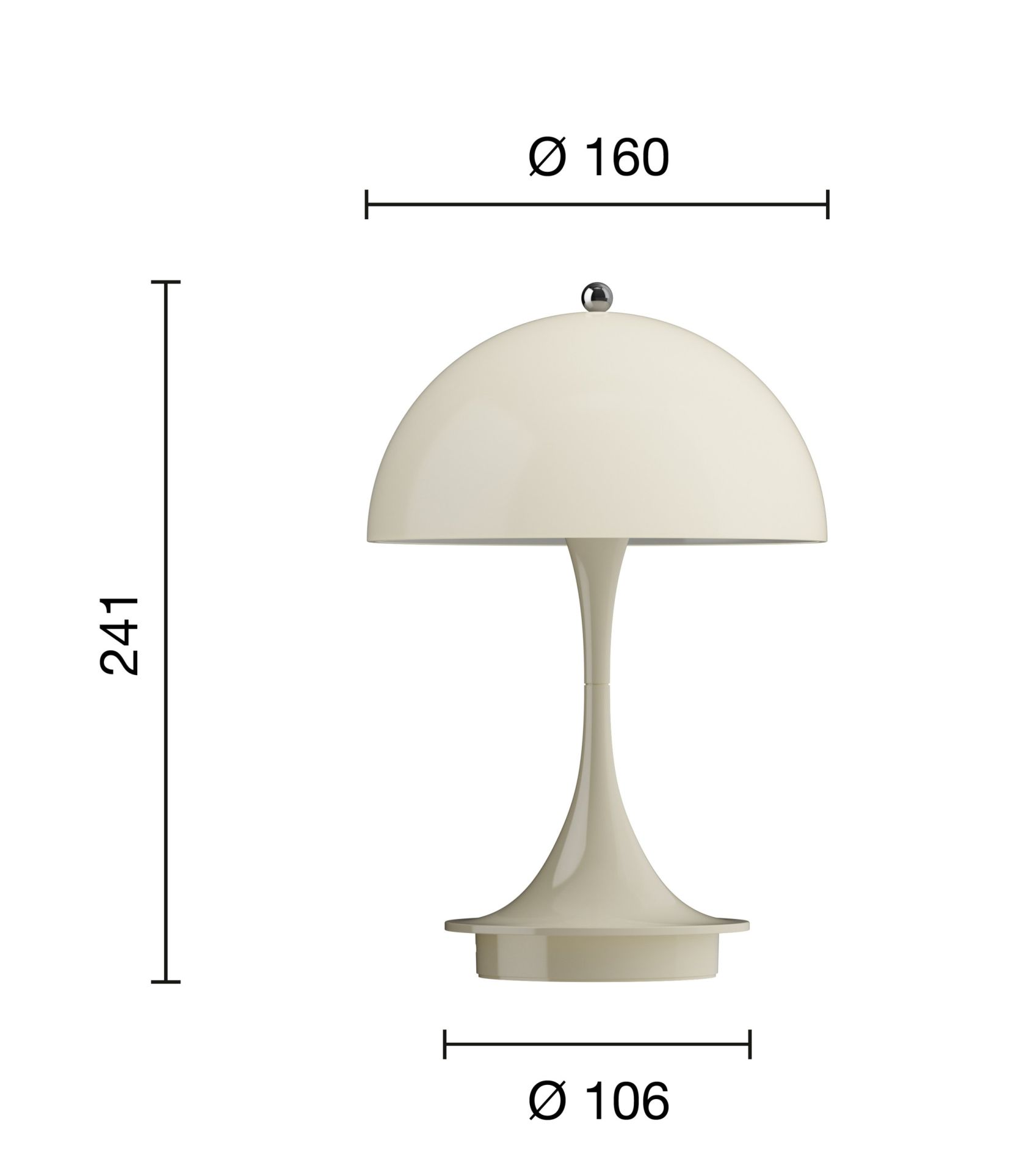 Panthella 160 Portable V3 rechargeable LED table lamp Indoor/Outdoor Louis Poulsen Opal beige